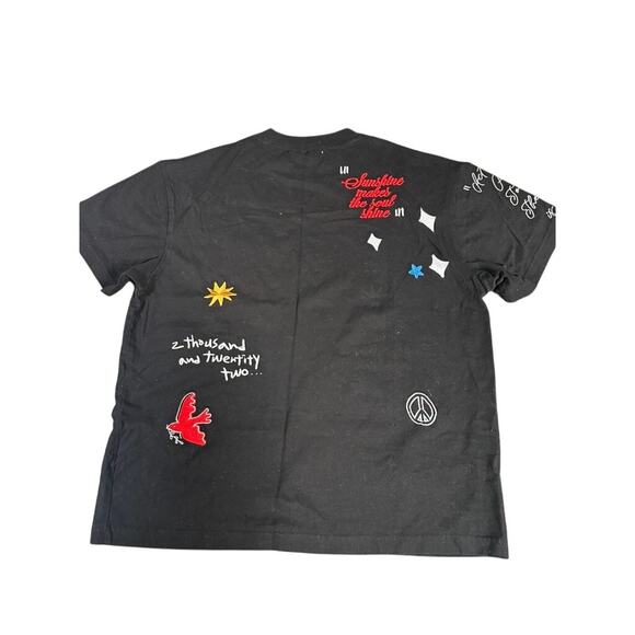 First Row Graphic Embroidered Black T-Shirt Men's Medium - Picture 3 of 8